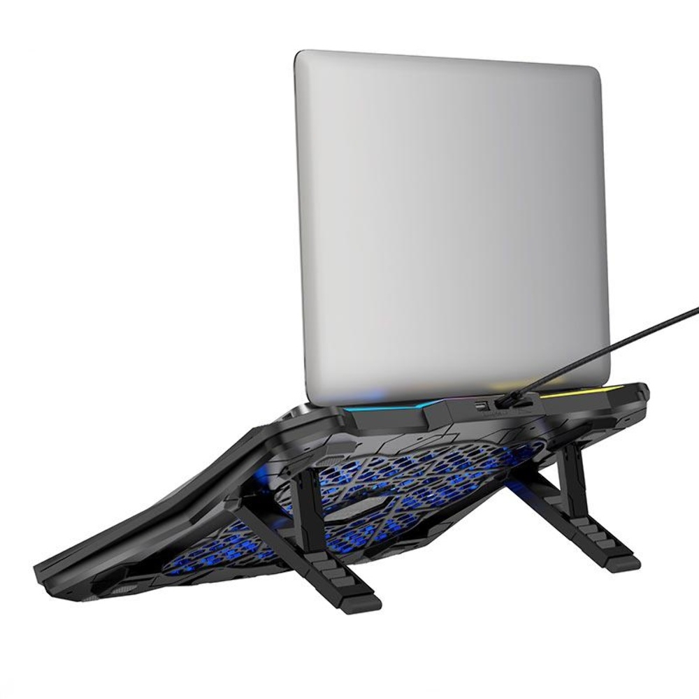 Подставка для ноутбука Hoco DH26 с вентиляторами и LED подсветкой black