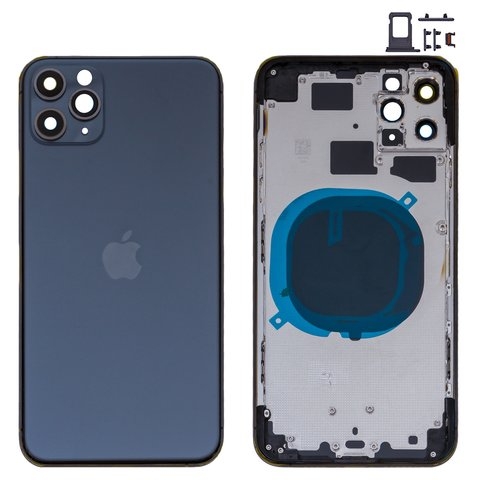 Корпус Apple iPhone 11 Pro Max, серый, с держателем SIM-карты, с боковыми кнопками, matte space gray