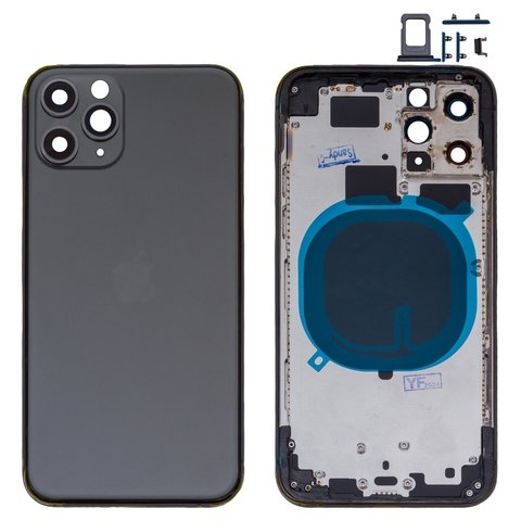 Корпус Apple  iPhone 11 Pro, серый, с держателем SIM-карты, с боковыми кнопками, matte space gray
