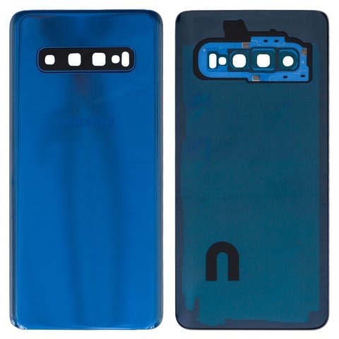 Задня кришка Samsung SM-G973 Galaxy S10, синя, із склом камери, Original (PRC) | корпус, задняя панель аккумулятора, АКБ, батареи