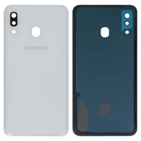 Задня кришка Samsung SM-A305 Galaxy A30, біла, із склом камери, Original (PRC) | корпус, задняя панель аккумулятора, АКБ, батареи