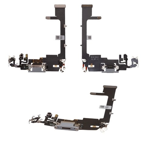 Плата зарядки Apple iPhone 11 Pro, шлейф коннектора зарядки, коннектора наушников, серая, с микрофоном, High Copy