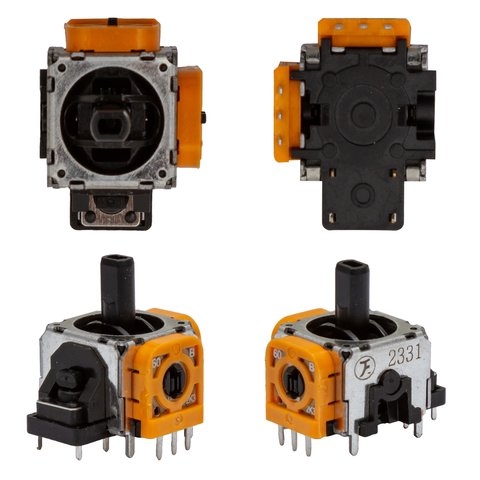 Механизм 3D джойстика Sony PlayStation 4, PlayStation 5, 3 pin, желтый, 2,3 кОм 