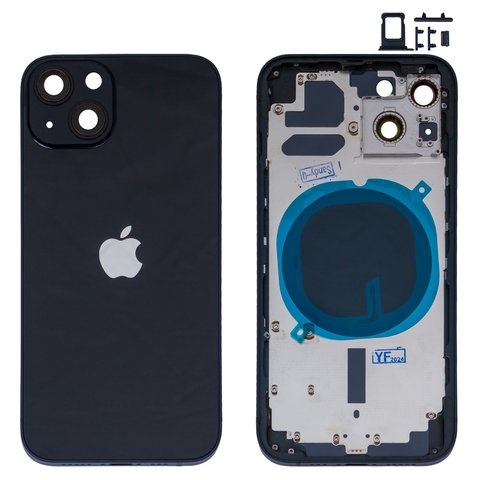 Корпус Apple  iPhone 13, черный, с держателем SIM-карты, с боковыми кнопками, midnight
