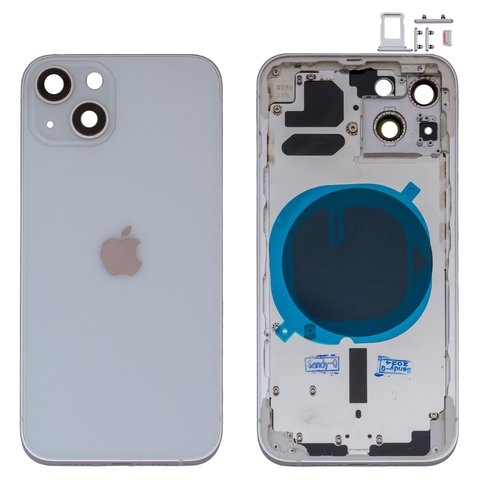 Корпус Apple  iPhone 13, белый, с держателем SIM-карты, с боковыми кнопками, starlight