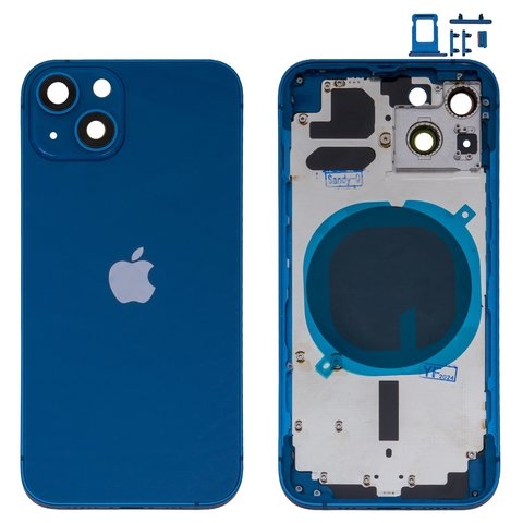 Корпус Apple  iPhone 13, синий, с держателем SIM-карты, с боковыми кнопками, blue