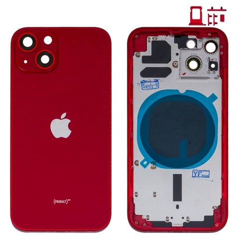 Корпус Apple  iPhone 13, красный, с держателем SIM-карты, с боковыми кнопками, red
