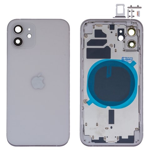 Корпус Apple  iPhone 12, белый, с держателем SIM-карты, с боковыми кнопками