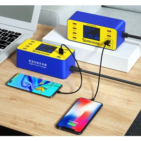 Сетевое зарядное устройство Mechanic iCharge 8S, 40 Вт, Quick Charge, Power Delivery (PD), 220 В, синій, 8 портов