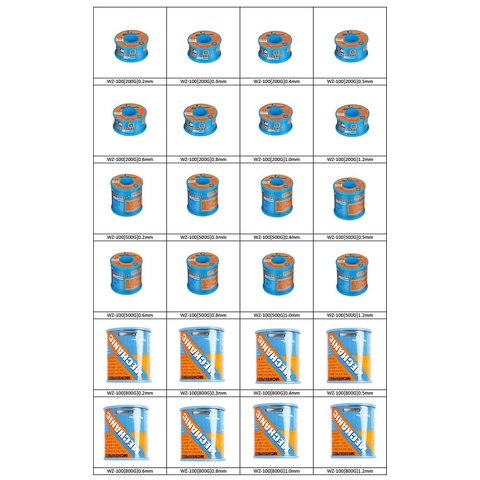 Припой Mechanic WZ-100, Sn 63%, Pb 37%, флюс 1-3%, 0,2 мм, 200 г