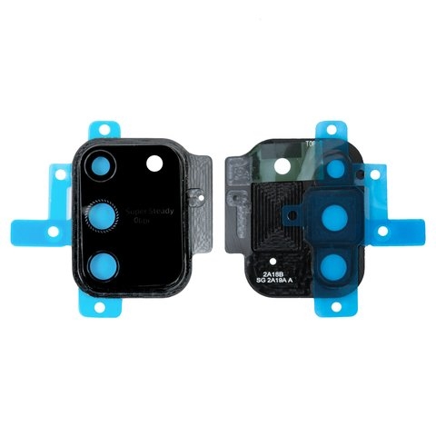 Стекло камеры Samsung SM-G770 Galaxy S10 Lite, черное, с рамкой