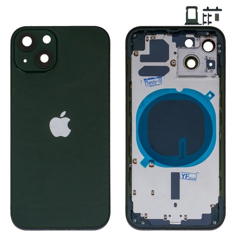 Корпус Apple  iPhone 13, зеленый, с держателем SIM-карты, с боковыми кнопками