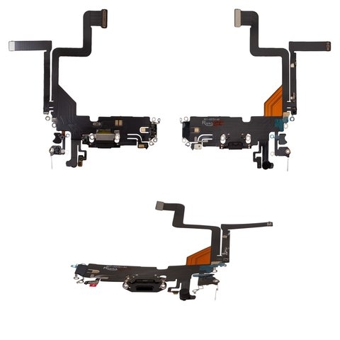 Плата зарядки Apple iPhone 14 Pro, шлейф коннектора зарядки, чорний, с микрофоном, High Copy