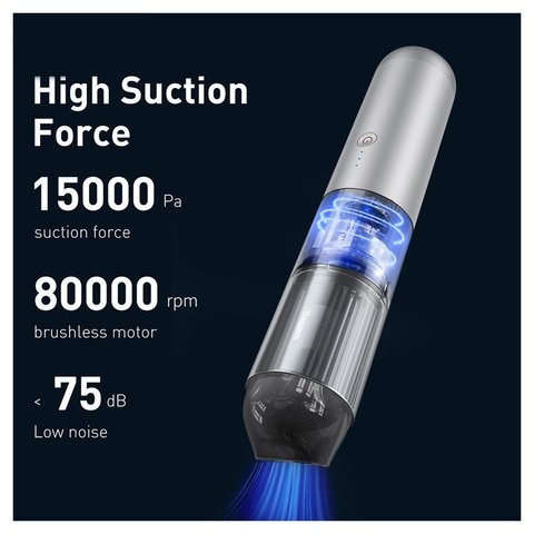 Автомобильный пылесос Baseus A3, серебристый, 135 Вт, пластик, металл, 15000 pa, #CRXCQA3-0S 