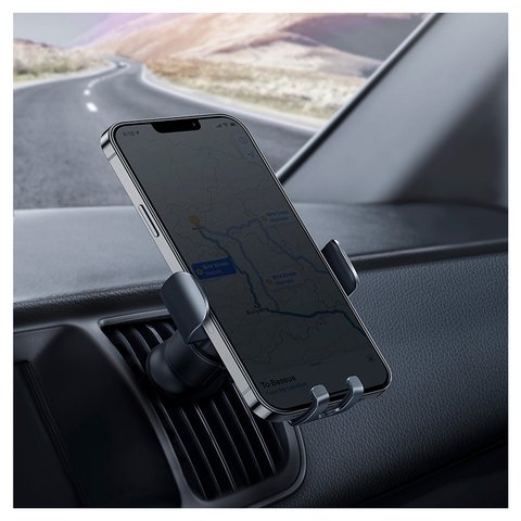 Автодержатель Baseus Metal Age II, сірий, на дефлектор, #SUJS000013 