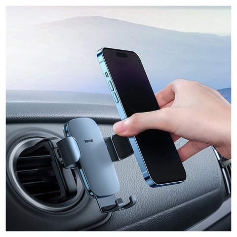 Автодержатель Baseus Metal Age II, сірий, на дефлектор, #SUJS030013 