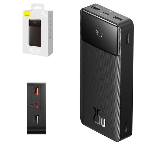 Power bank Baseus Bipow Digital, 20000 mAh, 25 Вт, чорний, Quick Charge, #PPBD020301