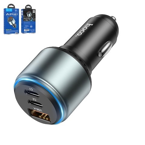 Автомобильний зарядний пристрій Hoco NZ9, черное, Power Delivery (PD), 95 Вт, 3 порта, 12-24 B, #6931474795113 | зарядка, зарядное устройство