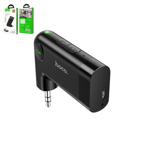 FM-трансмиттер Hoco E53, чорний, с кнопкой, TRS 3.5 мм, micro-USB тип-B, #6931474729750