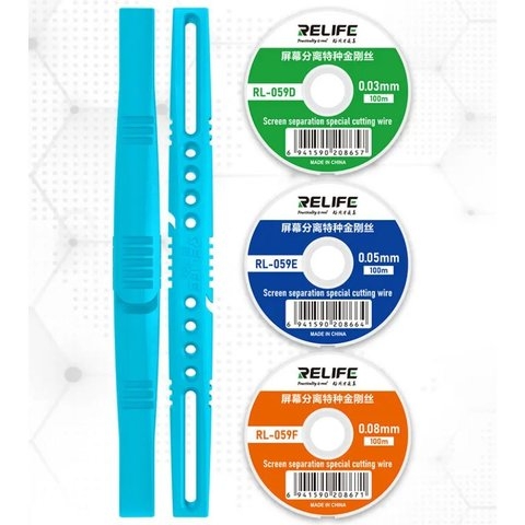 Струна для отклеивания стекла RELIFE RL-059 Plus, 0,08 мм, 0,05 мм, 0,03 мм, 100 м, 5 in 1