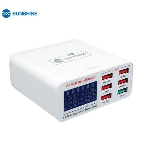Сетевое зарядное устройство Sunshine SS-304Q, 40 Вт, Fast Charge, 6 портов