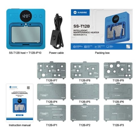 Платформа для предварительного подогрева Sunshine SS-T12B + 10 Module, для ремонта сканера отпечатка пальца (Touch ID), для ремонта материнских плат, для ремонта Face ID, для расслоения платы PCB, для очистки CPU