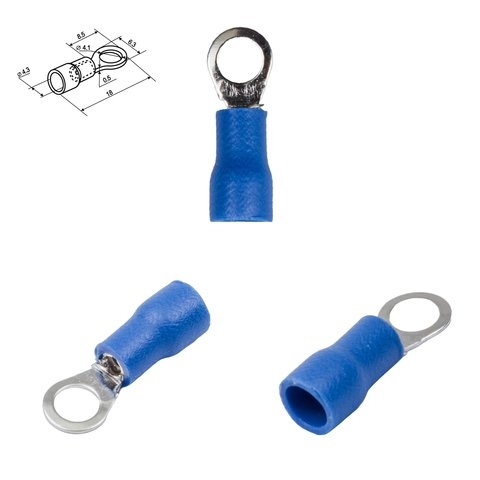 Наконечник RV1.25-4, 0,5-1,5 мм², 4 мм, кольцевый, изолированный, синій, 10 шт.
