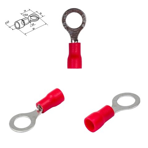 Наконечник RV1.25-6, 0,5-1,5 мм², 6 мм, кольцевый, изолированный, красный, 10 шт.