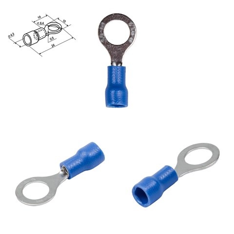 Наконечник RV1.25-6, 0,5-1,5 мм², 6 мм, кольцевый, изолированный, синій, 10 шт.