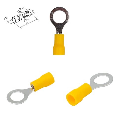 Наконечник RV1.25-6, 0,5-1,5 мм², 6 мм, кольцевый, изолированный, желтый, 10 шт.