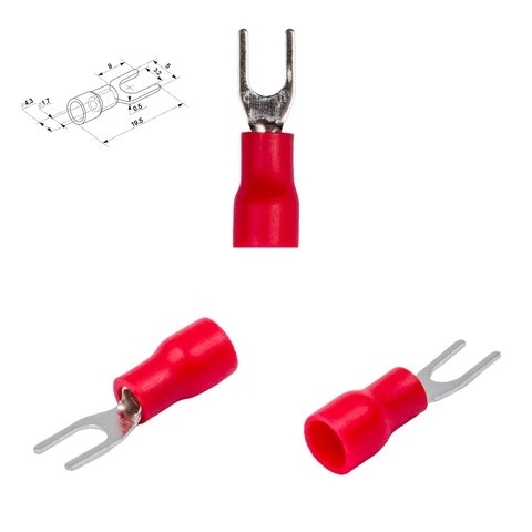 Наконечник SV1.25-3, 0,5-1,5 мм², 3 мм, вилочный, изолированный, красный, 10 шт.