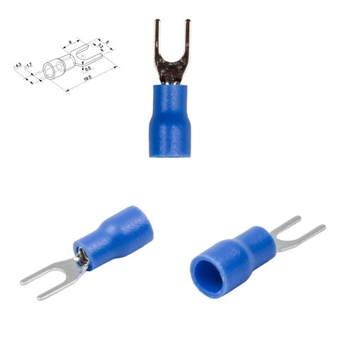 Наконечник SV1.25-3, 0,5-1,5 мм², 3 мм, вилочный, изолированный, синій, 10 шт.