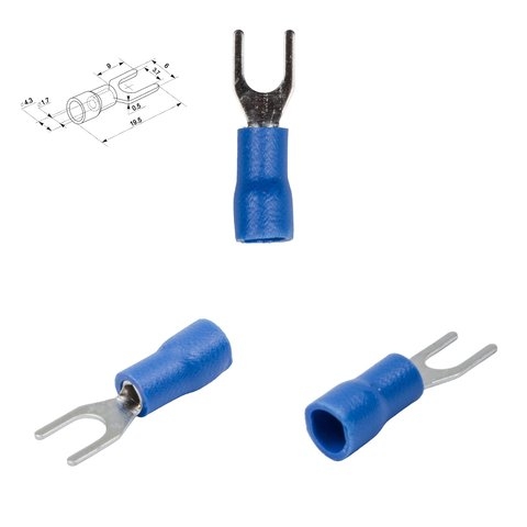 Наконечник SV1.25-3.5, 0,5-1,5 мм², 3,5 мм, вилочный, с частичной изоляцией, синій, 10 шт.
