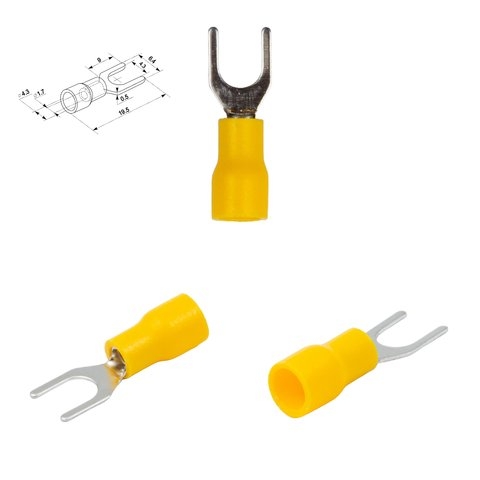 Наконечник SV1.25-4, 0,5-1,5 мм², 4 мм, вилочный, изолированный, желтый, 10 шт.