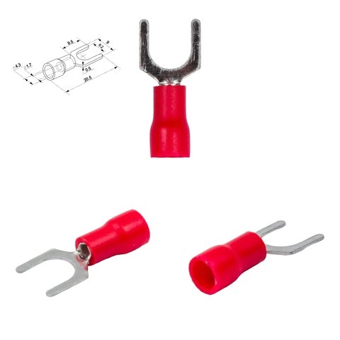 Наконечник SV1.25-6, 0,5-1,5 мм², 6 мм, вилочный, изолированный, красный, 10 шт.