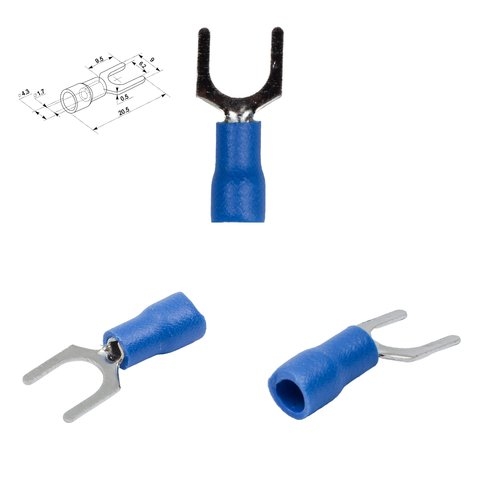 Наконечник SV1.25-6, 0,5-1,5 мм², 6 мм, вилочный, изолированный, синій, 10 шт.