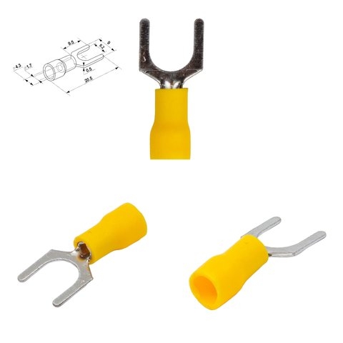 Наконечник SV1.25-6, 0,5-1,5 мм², 6 мм, вилочный, изолированный, желтый, 10 шт.