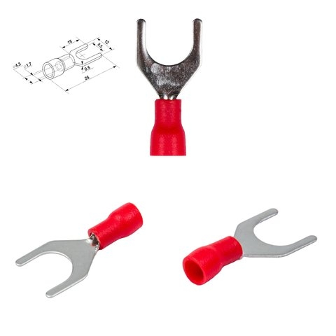 Наконечник SV1.25-8, 0,5-1,5 мм², 8 мм, вилочный, изолированный, красный, 10 шт.