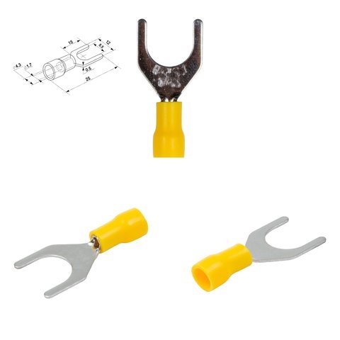 Наконечник SV1.25-8, 0,5-1,5 мм², 8 мм, вилочный, изолированный, желтый, 10 шт.