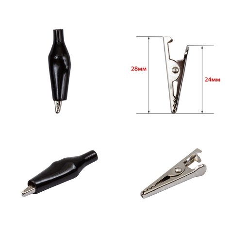 Зажим крокодил, 28 мм, чорний