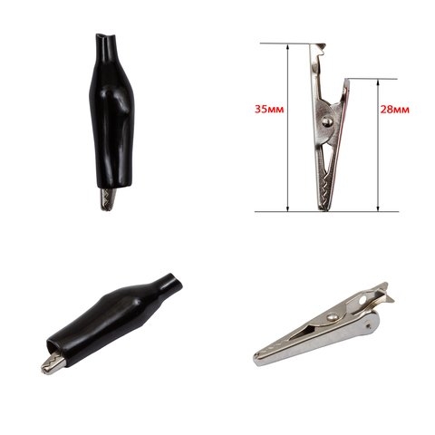 Зажим крокодил, 35 мм, чорний