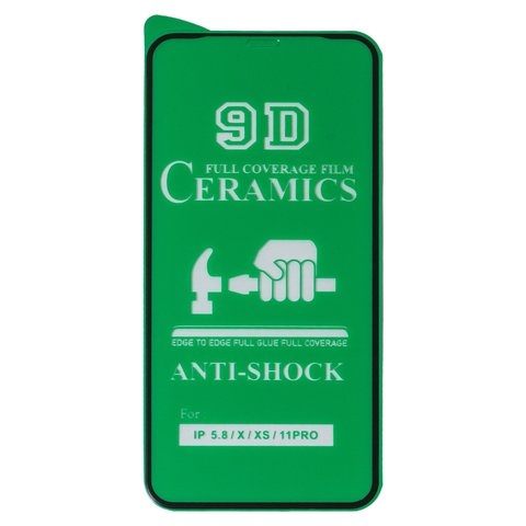 Защитная пленка Apple iPhone X, iPhone XS, iPhone 11 Pro, Full Glue (клей по всей площади стекла), Ceramics, черная