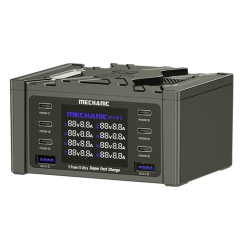 Сетевое зарядное устройство Mechanic V-Power 8 Ultra, 160 Вт, Wireless Charge, Quick Charge, Power Delivery (PD), 8 портов