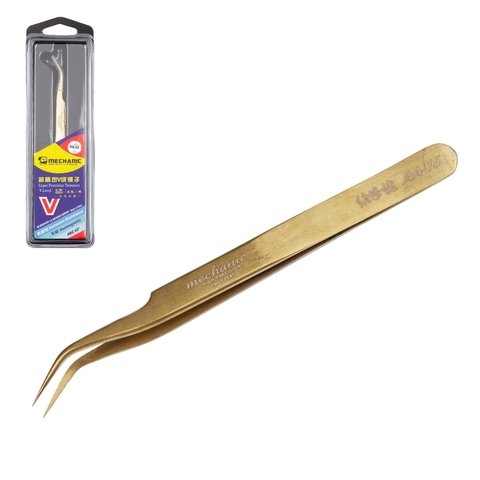 Пинцет монтажный Mechanic AA-15, изогнутый, 120 мм, super precision