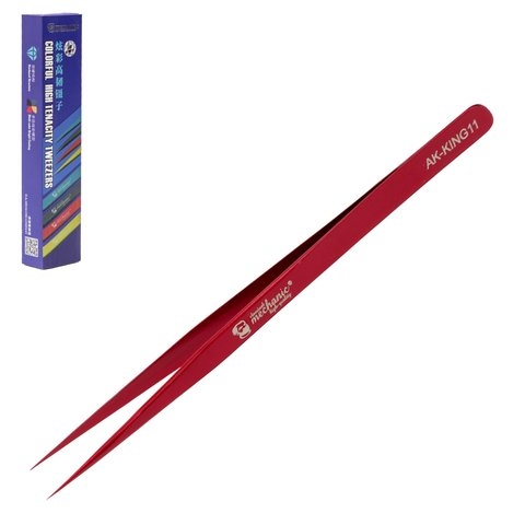 Пинцет монтажный Mechanic AK-KING11, прямой, 140 мм, красный