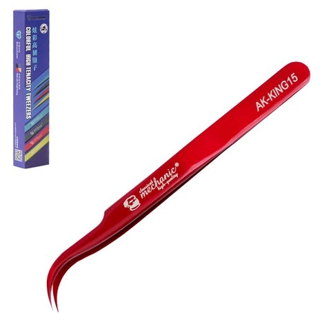 Пинцет монтажный Mechanic AK-KING15, изогнутый, 117 мм, красный