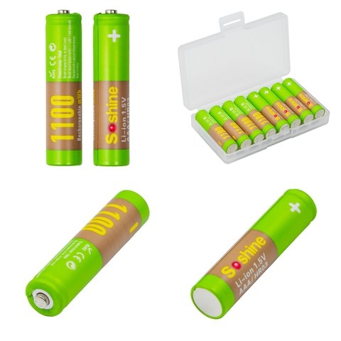 Акумулятор AAA Soshine AAA/HR03, 1,5 B, Li-ion, 8 шт., в боксе, (1100mWh) | АКБ, батарея, аккумулятор