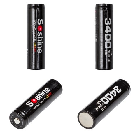 Акумулятор 18650 Soshine, 3400 mAh, 3,7 В, Li-ion, с защитой | АКБ, батарея, аккумулятор