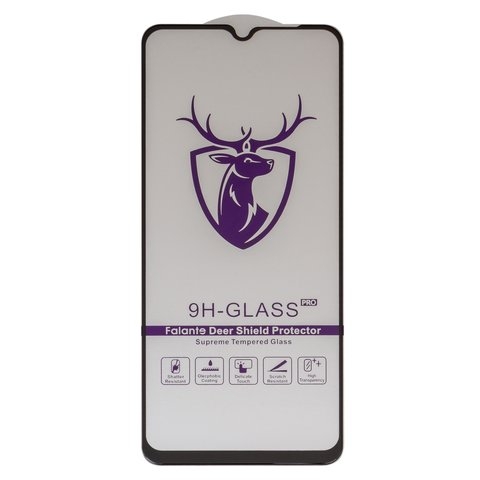 Захисне скло Xiaomi Redmi 10C, Redmi 12C, iNob, Full Glue, клей на усій поверхні, сумісне з чохлом, чорне стекла, HD deer  | Закаленное защитное стекло