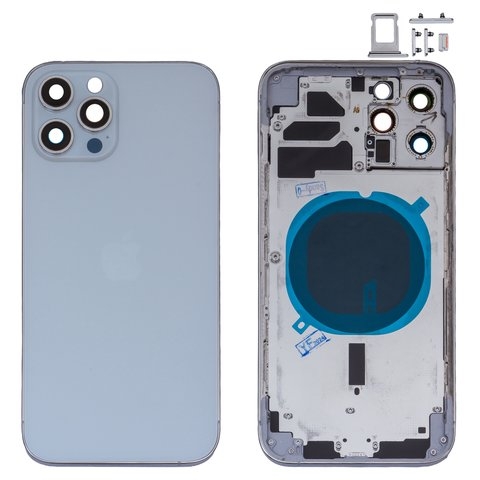 Корпус Apple  iPhone 12 Pro Max, серый, с держателем SIM-карты, с боковыми кнопками, silver